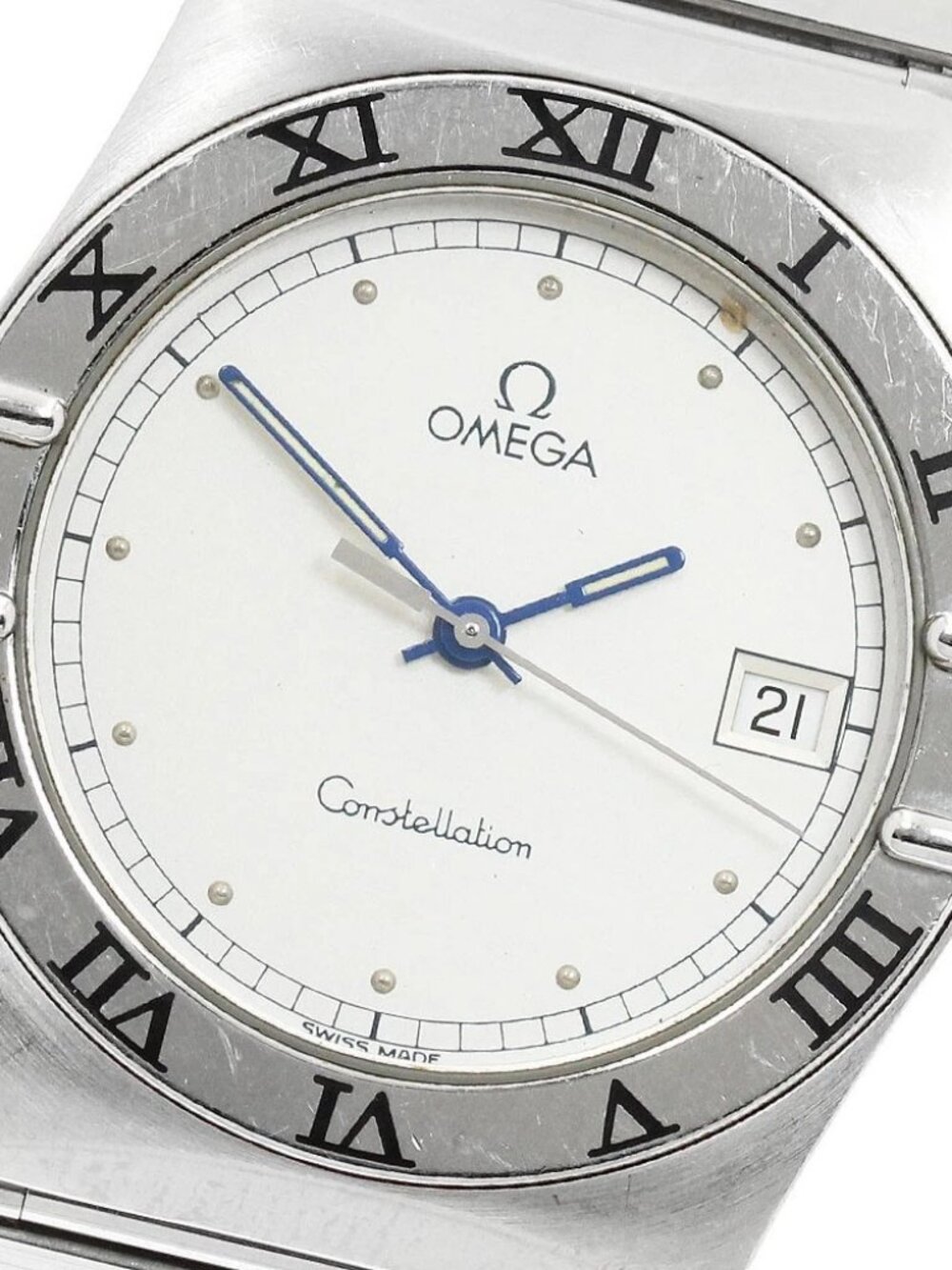 OMEGA Constellation Date Flat bezel Silver Dial Quartz Men's Watch